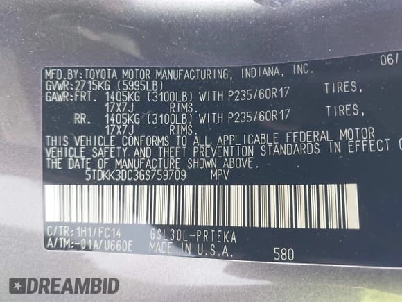 ✅ 2016 Toyota Sienna LE AAS • VIN: 5TDKK3DC3GS759709 • Lot: 42374590. Wystawiony na IAAI z przebiegiem 78 300 mil. Bezpłatny archiwum sprzedaży aukcyjnych z USA i szczegółowy raport historii pojazdu na DreamBid. Zdjęcie 9.