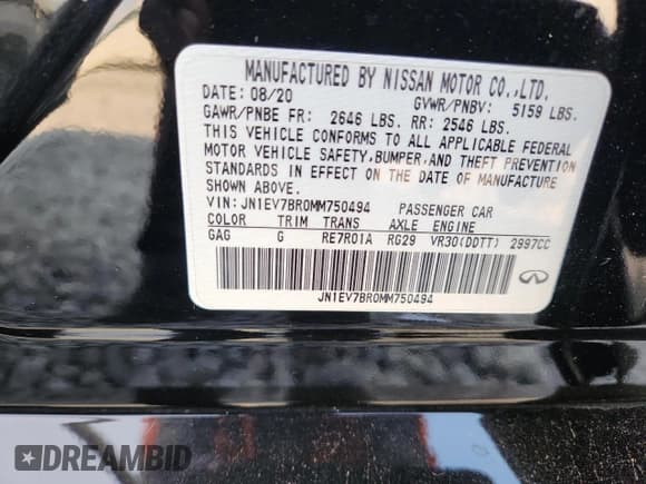 ✅ 2021 Infiniti Q50 Luxe • VIN: JN1EV7BR0MM750494 • Lot: 92761285. Wystawiony na Copart z przebiegiem 43 110 mil. Bezpłatny archiwum sprzedaży aukcyjnych z USA i szczegółowy raport historii pojazdu na DreamBid. Zdjęcie 13.