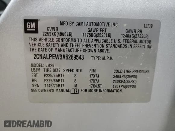 ✅ 2010 Chevrolet Equinox 2LT • VIN: 2CNALPEW3A6289543 • Лот: 90670395. Опубликован ранее на Copart с пробегом 180 426 миль. Бесплатный доступ к архиву аукционных продаж из США и подробный отчёт об истории автомобиля на DreamBid. Изображение 13.