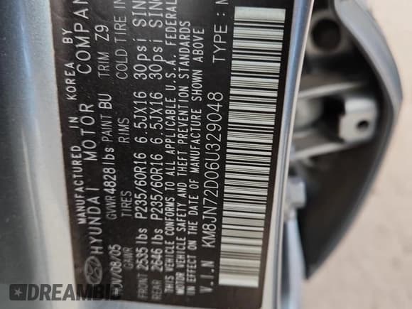 ✅ 2006 Hyundai Tucson GLS • VIN: KM8JN72D06U329048 • Lot: 85404615. Listed on Copart with 130,585 mi. Free auction sales archive from the USA and detailed vehicle history report at DreamBid. Image 13.