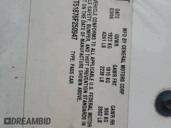 2006 Chevrolet Malibu 2LT z VIN 1G1ZT51876F250947, wystawiony jako Copart lot #45174964 z przebiegiem 295 834 mil mil oraz Szkoda całkowita • Salvage title. Historia ofert i sprzedaży dostępna na DreamBid. Obrazek 12.