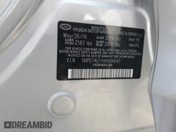 ✅ 2017 Hyundai Elantra SE • VIN: 5NPD74LF1HH084042 • Лот: 80365015. Опубликован ранее на Copart с пробегом 83 149 миль. Бесплатный доступ к архиву аукционных продаж из США и подробный отчёт об истории автомобиля на DreamBid. Изображение 12.