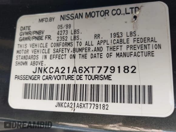 ✅ 1999 Infiniti I30 • VIN: JNKCA21A6XT779182 • Lot: 41791924. Listed on IAAI with 700,063 mi. Free auction sales archive from the USA and detailed vehicle history report at DreamBid. Image 9.