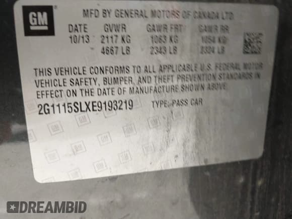 ✅ 2014 Chevrolet Impala LT • VIN: 2G1115SLXE9193219 • Lot: 43448513. Listed on IAAI with 224,522 mi. Free auction sales archive from the USA and detailed vehicle history report at DreamBid. Image 9.