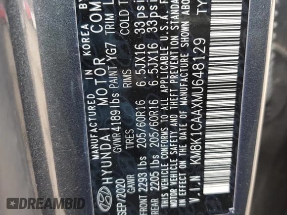 ✅ 2021 Hyundai Kona SE • VIN: KM8K1CAAXMU648129 • Лот: 43021934. Опубликован ранее на Copart с пробегом 65 725 миль. Бесплатный доступ к архиву аукционных продаж из США и подробный отчёт об истории автомобиля на DreamBid. Изображение 12.