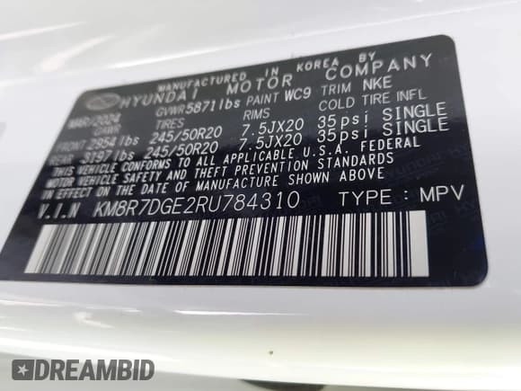 ✅ 2024 Hyundai Palisade Calligraphy • VIN: KM8R7DGE2RU784310 • Lot: 42898046. Listed on IAAI with 32,334 mi. Free auction sales archive from the USA and detailed vehicle history report at DreamBid. Image 9.