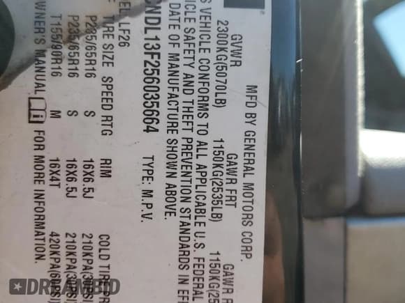 ✅ 2005 Chevrolet Equinox LS • VIN: 2CNDL13F256035664 • Лот: 48862695. Опубликован ранее на Copart с пробегом Не указан. Бесплатный доступ к архиву аукционных продаж из США и подробный отчёт об истории автомобиля на DreamBid. Изображение 13.