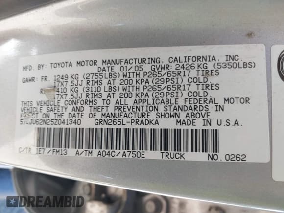 ✅ 2005 Toyota Tacoma PreRunner • VIN: 5TEJU62N25Z041340 • Lot: 43564465. Wystawiony na IAAI z przebiegiem 225 799 mil. Bezpłatny archiwum sprzedaży aukcyjnych z USA i szczegółowy raport historii pojazdu na DreamBid. Zdjęcie 9.