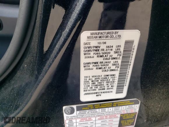 ✅ 2007 Infiniti FX • VIN: JNRBS08W57X400424 • Лот: 49615645. Опубликован ранее на Copart с пробегом 174 948 миль. Бесплатный доступ к архиву аукционных продаж из США и подробный отчёт об истории автомобиля на DreamBid. Изображение 13.