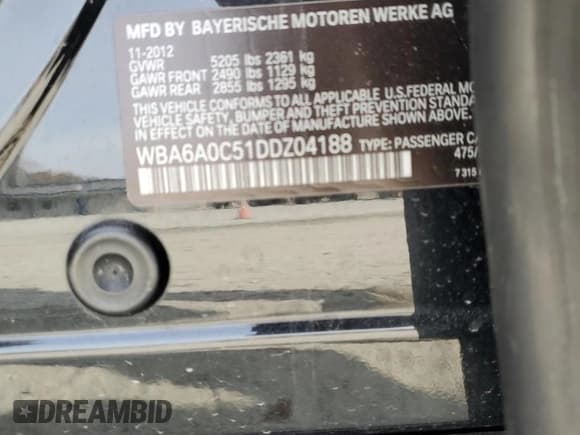 ✅ 2013 BMW 6 Series 640i • VIN: WBA6A0C51DDZ04188 • Лот: 93437975. Опубликован ранее на Copart с пробегом 91 104 миль. Бесплатный доступ к архиву аукционных продаж из США и подробный отчёт об истории автомобиля на DreamBid. Изображение 12.