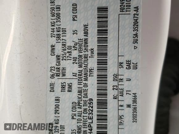 ✅ 2023 Ford Ranger XL • VIN: 1FTER4EH4PLE32259 • Lot: 59151595. Listed on Copart with 30,849 mi. Free auction sales archive from the USA and detailed vehicle history report at DreamBid. Image 13.