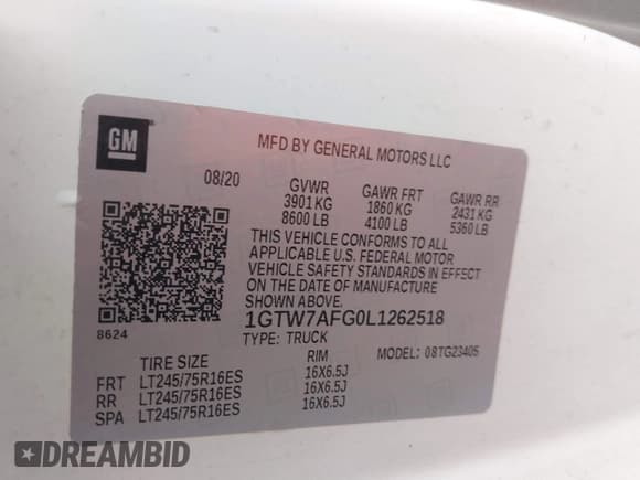 ✅ 2020 GMC Savana Cargo • VIN: 1GTW7AFG0L1262518 • Лот: 42730987. Опубликован ранее на IAAI с пробегом 71 497 миль. Бесплатный доступ к архиву аукционных продаж из США и подробный отчёт об истории автомобиля на DreamBid. Изображение 9.