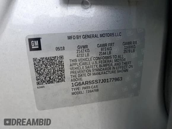 ✅ 2018 Cadillac CTS Luxury RWD • VIN: 1G6AR5SS7J0177963 • Lot: 58033105. Listed on Copart with 139,789 mi. Free auction sales archive from the USA and detailed vehicle history report at DreamBid. Image 12.