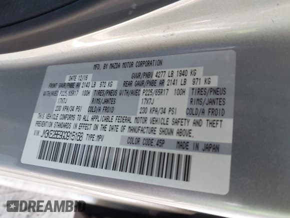 ✅ 2016 Mazda CX-5 Sport • VIN: JM3KE2BE9G0915168 • Lot: 41482749. Wystawiony na IAAI z przebiegiem 86 802 mil. Bezpłatny archiwum sprzedaży aukcyjnych z USA i szczegółowy raport historii pojazdu na DreamBid. Zdjęcie 9.