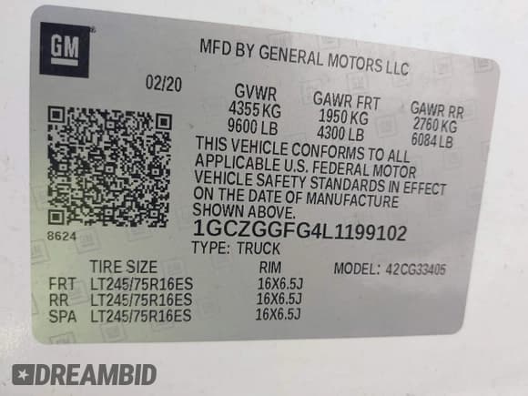✅ 2020 Chevrolet Express Cargo • VIN: 1GCZGGFG4L1199102 • Lot: 42406060. Listed on IAAI with 179,317 mi. Free auction sales archive from the USA and detailed vehicle history report at DreamBid. Image 9.