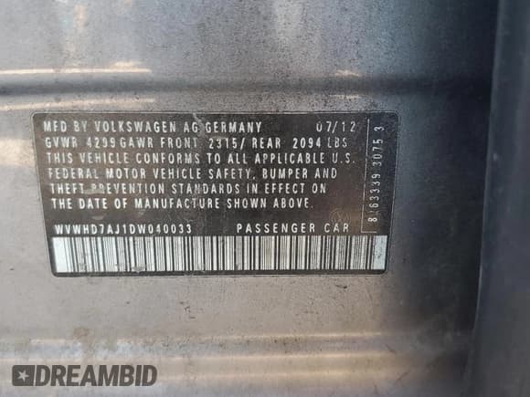 ✅ 2013 Volkswagen Golf GTI • VIN: WVWHD7AJ1DW040033 • Lot: 80721795. Wystawiony na Copart z przebiegiem 114 908 mil. Bezpłatny archiwum sprzedaży aukcyjnych z USA i szczegółowy raport historii pojazdu na DreamBid. Zdjęcie 14.