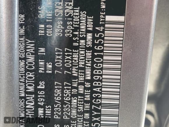 ✅ 2011 Hyundai Santa Fe GLS • VIN: 5XYZG3AB9BG016554 • Lot: 79357974. Listed on Copart with 144,047 mi. Free auction sales archive from the USA and detailed vehicle history report at DreamBid. Image 13.