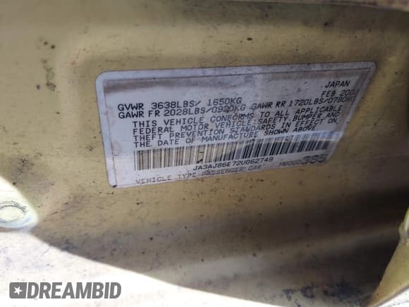 ✅ 2002 Mitsubishi Lancer OZ-Rally • VIN: JA3AJ86E72U062749 • Lot: 43702812. Listed on IAAI with 192,706 mi. Free auction sales archive from the USA and detailed vehicle history report at DreamBid. Image 9.