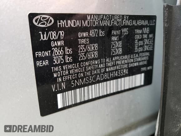 ✅ 2020 Hyundai Santa Fe SEL • VIN: 5NMS3CAD8LH143334 • Lot: 44995333. Wystawiony na Copart z przebiegiem 55 842 mil. Bezpłatny archiwum sprzedaży aukcyjnych z USA i szczegółowy raport historii pojazdu na DreamBid. Zdjęcie 12.