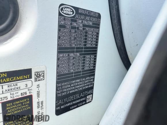 ✅ 2020 Land Rover Range Rover Velar SVAutobiography Dynamic Edition • VIN: SALYU2EE5LA275460 • Лот: 90536165. Опубликован ранее на Copart с пробегом 99 346 миль. Бесплатный доступ к архиву аукционных продаж из США и подробный отчёт об истории автомобиля на DreamBid. Изображение 14.