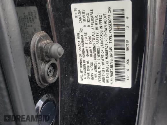 ✅ 2016 Honda Civic EX-L • VIN: 2HGFC3B77GH361245 • Лот: 84296525. Опубликован ранее на Copart с пробегом 106 385 миль. Бесплатный доступ к архиву аукционных продаж из США и подробный отчёт об истории автомобиля на DreamBid. Изображение 12.