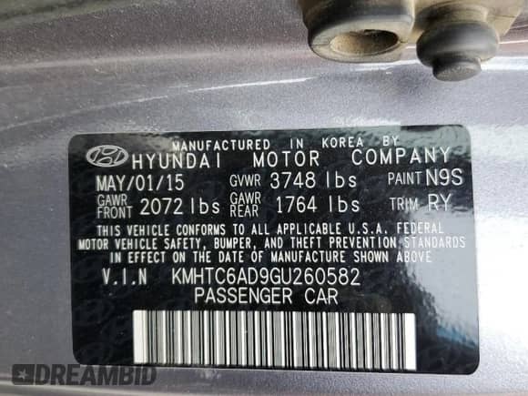 2016 Hyundai Veloster z VIN KMHTC6AD9GU260582, wystawiony jako Copart lot #71878294 z przebiegiem 83 155 mil mil oraz Szkoda całkowita • Salvage title. Historia ofert i sprzedaży dostępna na DreamBid. Obrazek 12.