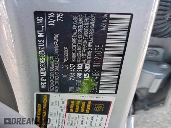 ✅ 2017 Mercedes-Benz C 300 • VIN: 55SWF4JB7HU191055 • Lot: 94939335. Wystawiony na Copart z przebiegiem 108 439 mil. Bezpłatny archiwum sprzedaży aukcyjnych z USA i szczegółowy raport historii pojazdu na DreamBid. Zdjęcie 12.