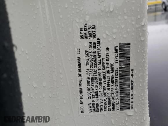 ✅ 2019 Honda Odyssey EX-L • VIN: 5FNRL6H70KB112286 • Lot: 92665755. Listed on Copart with Not provided. Free auction sales archive from the USA and detailed vehicle history report at DreamBid. Image 13.