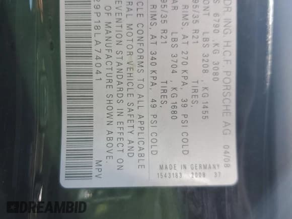 ✅ 2008 Porsche Cayenne GTS • VIN: WP1AD29P18LA74041 • Lot: 85399185. Listed on Copart with 138,500 mi. Free auction sales archive from the USA and detailed vehicle history report at DreamBid. Image 12.