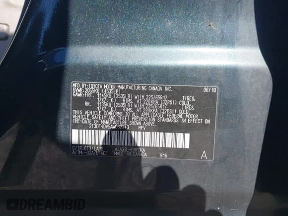 ✅ 2010 Toyota RAV4 Limited • VIN: 2T3DF4DV5AW062343 • Лот: 43469850. Опубликован ранее на IAAI с пробегом Не указан. Бесплатный доступ к архиву аукционных продаж из США и подробный отчёт об истории автомобиля на DreamBid. Изображение 9.