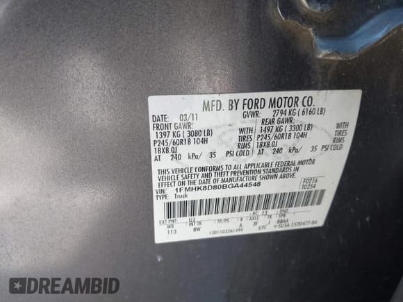 ✅ 2011 Ford Explorer XLT • VIN: 1FMHK8D80BGA44548 • Lot: 43462730. Wystawiony na IAAI z przebiegiem 187 442 mil. Bezpłatny archiwum sprzedaży aukcyjnych z USA i szczegółowy raport historii pojazdu na DreamBid. Zdjęcie 9.