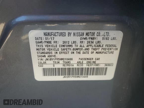 ✅ 2017 Infiniti Q70 3.7 • VIN: JN1BY1PR5HM210466 • Лот: 69846965. Опубликован ранее на Copart с пробегом 140 746 миль. Бесплатный доступ к архиву аукционных продаж из США и подробный отчёт об истории автомобиля на DreamBid. Изображение 12.