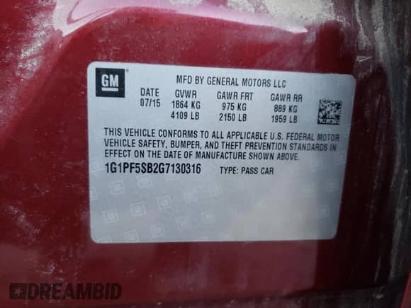 ✅ 2016 Chevrolet Cruze LT • VIN: 1G1PF5SB2G7130316 • Лот: 71311852. Размещён на Copart с пробегом 66 128 миль миль. Получите бесплатный доступ к архиву аукционных продаж из США и посмотрите подробный отчёт об истории автомобиля на DreamBid. Изображение 12.