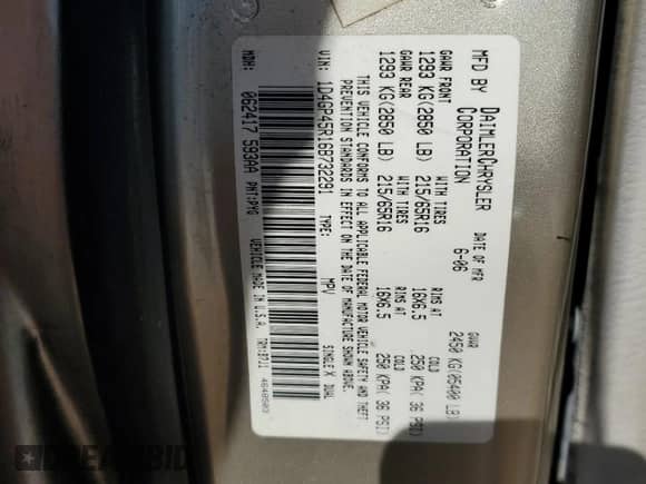 2006 Dodge Caravan SXT с VIN 1D4GP45R16B732291, выставлен на аукционе Copart как лот 73821424 с пробегом 173 480 миль миль и Списание • Salvage title. История ставок и продаж доступна на DreamBid. Изображение 15.