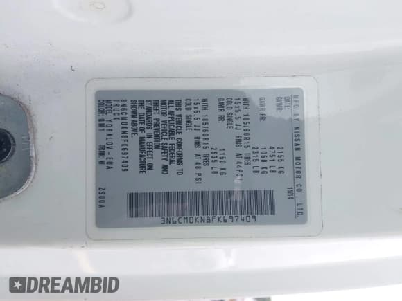 ✅ 2015 Nissan NV200 SV • VIN: 3N6CM0KN8FK697409 • Lot: 42437543. Listed on IAAI with 181,297 mi. Free auction sales archive from the USA and detailed vehicle history report at DreamBid. Image 9.