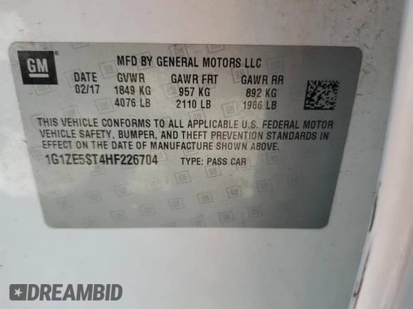 2017 Chevrolet Malibu LT z VIN 1G1ZE5ST4HF226704, wystawiony jako Copart lot #68331195 z przebiegiem 163 610 mil mil oraz Szkoda całkowita • Salvage title. Historia ofert i sprzedaży dostępna na DreamBid. Obrazek 12.