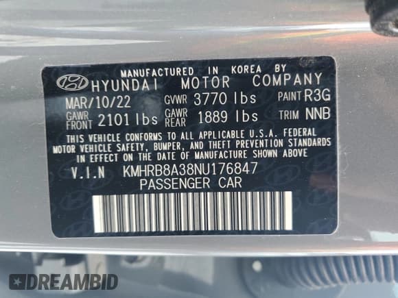 ✅ 2022 Hyundai Venue SE • VIN: KMHRB8A38NU176847 • Lot: 62816035. Wystawiony na Copart z przebiegiem 50 975 mil. Bezpłatny archiwum sprzedaży aukcyjnych z USA i szczegółowy raport historii pojazdu na DreamBid. Zdjęcie 13.