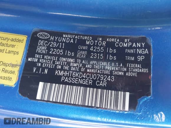 2012 Hyundai Genesis Coupe 2.0T с VIN KMHHT6KD4CU079243, выставлен на аукционе IAAI как лот 41501903 с пробегом 76 205 миль миль и . История ставок и продаж доступна на DreamBid. Изображение 9.