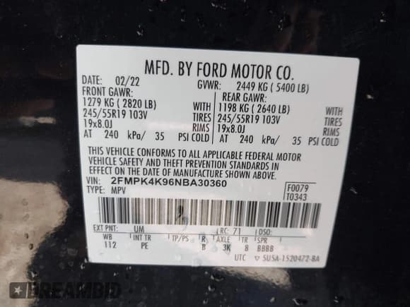 ✅ 2022 Ford Edge Titanium • VIN: 2FMPK4K96NBA30360 • Lot: 43586068. Wystawiony na IAAI z przebiegiem 92 612 mil. Bezpłatny archiwum sprzedaży aukcyjnych z USA i szczegółowy raport historii pojazdu na DreamBid. Zdjęcie 9.