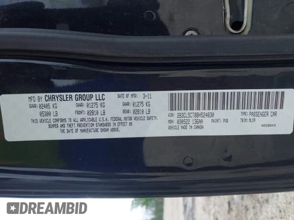 ✅ 2011 Dodge Charger Mopar 11 • VIN: 2B3CL5CT8BH524830 • Лот: 42696060. Опубликован ранее на IAAI с пробегом 148 579 миль. Бесплатный доступ к архиву аукционных продаж из США и подробный отчёт об истории автомобиля на DreamBid. Изображение 9.