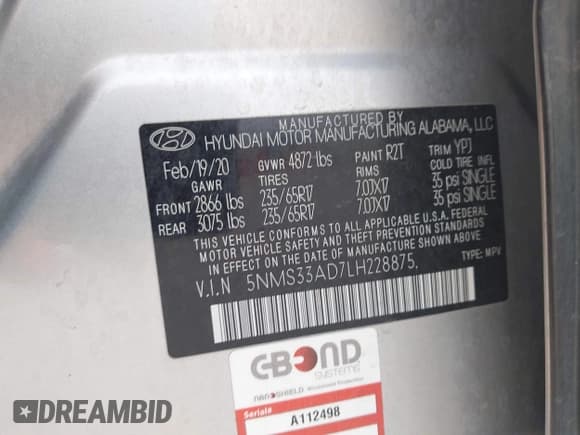 ✅ 2020 Hyundai Santa Fe SEL • VIN: 5NMS33AD7LH228875 • Lot: 42232415. Wystawiony na IAAI z przebiegiem 86 524 mil. Bezpłatny archiwum sprzedaży aukcyjnych z USA i szczegółowy raport historii pojazdu na DreamBid. Zdjęcie 9.