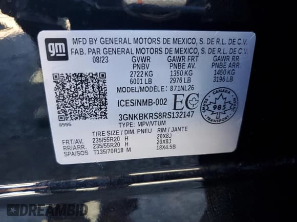 ✅ 2024 Chevrolet Blazer RS • VIN: 3GNKBKRS8RS132147 • Lot: 86169725. Listed on Copart with 41,762 mi. Free auction sales archive from the USA and detailed vehicle history report at DreamBid. Image 13.