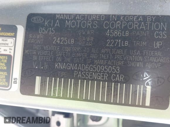 ✅ 2016 Kia Optima EX • VIN: KNAGN4AD6G5095053 • Лот: 42749880. Опубликован ранее на IAAI с пробегом 150 306 миль. Бесплатный доступ к архиву аукционных продаж из США и подробный отчёт об истории автомобиля на DreamBid. Изображение 9.