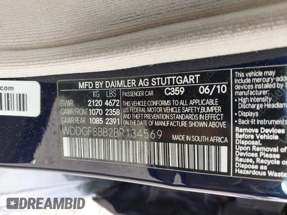 ✅ 2011 Mercedes-Benz C 300 Sport • VIN: WDDGF8BB2BR134569 • Лот: 42924310. Опубликован ранее на IAAI с пробегом 165 450 миль. Бесплатный доступ к архиву аукционных продаж из США и подробный отчёт об истории автомобиля на DreamBid. Изображение 9.