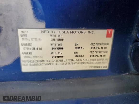✅ 2017 Tesla Model S 100D • VIN: 5YJSA1E23HF186023 • Lot: 86671815. Listed on Copart with 119,295 mi. Free auction sales archive from the USA and detailed vehicle history report at DreamBid. Image 13.