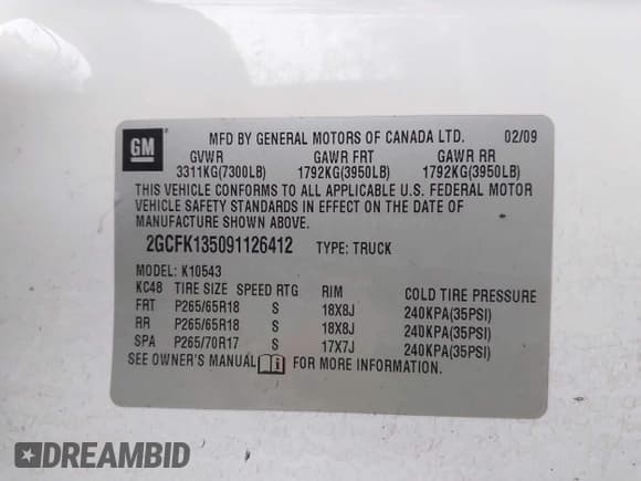 ✅ 2009 Chevrolet Silverado 1500 • VIN: 2GCFK135091126412 • Lot: 43780738. Wystawiony na IAAI z przebiegiem 136 801 mil. Bezpłatny archiwum sprzedaży aukcyjnych z USA i szczegółowy raport historii pojazdu na DreamBid. Zdjęcie 9.