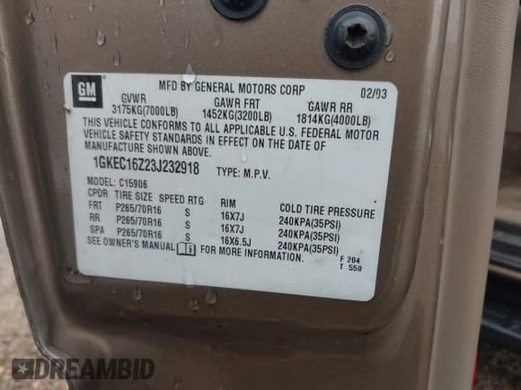 ✅ 2003 GMC Yukon XL SLT • VIN: 1GKEC16Z23J232918 • Lot: 42393646. Wystawiony na IAAI z przebiegiem Nie podano. Bezpłatny archiwum sprzedaży aukcyjnych z USA i szczegółowy raport historii pojazdu na DreamBid. Zdjęcie 9.