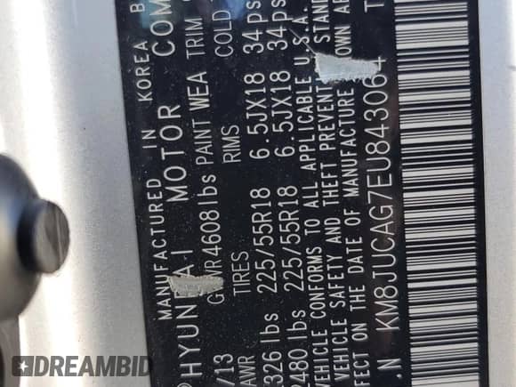 2014 Hyundai Tucson SE z VIN KM8JUCAG7EU843064, wystawiony jako Copart lot #71027575 z przebiegiem 178 099 mil mil oraz Szkoda całkowita • Salvage title. Historia ofert i sprzedaży dostępna na DreamBid. Obrazek 13.