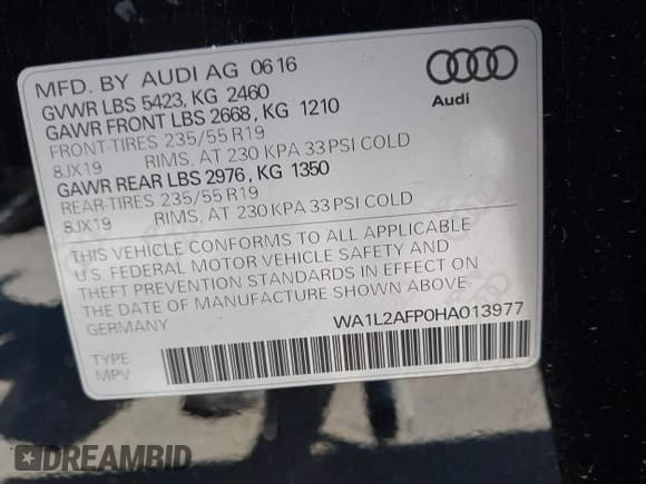 ✅ 2017 Audi Q5 Premium Plus • VIN: WA1L2AFP0HA013977 • Lot: 40137120. Wystawiony na IAAI z przebiegiem 62 834 mil. Bezpłatny archiwum sprzedaży aukcyjnych z USA i szczegółowy raport historii pojazdu na DreamBid. Zdjęcie 9.