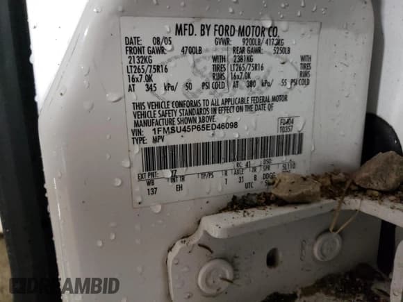 ✅ 2005 Ford Excursion Eddie Bauer • VIN: 1FMSU45P65ED46098 • Lot: 78502744. Wystawiony na Copart z przebiegiem 219 386 mil. Bezpłatny archiwum sprzedaży aukcyjnych z USA i szczegółowy raport historii pojazdu na DreamBid. Zdjęcie 14.